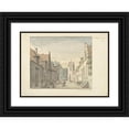 thumbnail image 1 of Joseph Adolf Schmetterling 14x11 Black Ornate Wood Framed Double Matted Museum Art Print Titled: Street in the Village of Oosterland on Duiveland (1822), 1 of 5