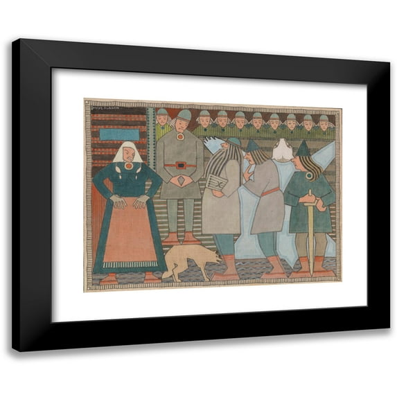 Joseph Alanen 24x19 Black Modern Framed Museum Art Print Titled - Vainamoinen, Ilmarinen and Lemminkainen Arrive to Pohjola