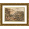 thumbnail image 1 of Joseph Anton Koch 14x11 Gold Ornate Wood Frame and Double Matted Museum Art Print Titled - View of Vietri with Young Country Women Dancing for Shepherds in the Foreground (1800), 1 of 4
