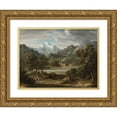 thumbnail image 1 of Joseph Anton Koch 14x12 Gold Ornate Wood Frame and Double Matted Museum Art Print Titled - Lauterbrunnertal Near Unterseen with a View of the Jungfrau (C. 1821), 1 of 4
