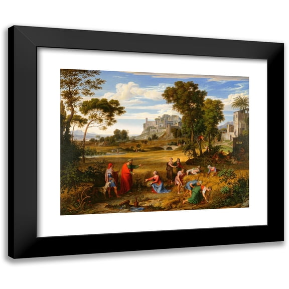 Joseph Anton Koch 18x15 Black Modern Framed Museum Art Print Titled - Landscape with Ruth and Boaz (circa 1823-1825)
