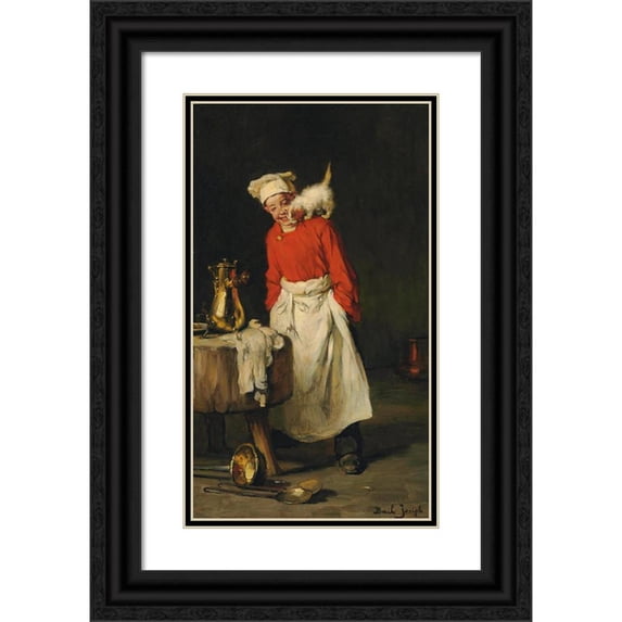 Joseph Bail 15x24 Black Ornate Framed Double Matted Museum Art Print Titled: Taking a Break