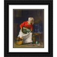 thumbnail image 1 of Joseph Bail 20x24 Black Ornate Framed Double Matted Museum Art Print Titled: Housewife, 1 of 5
