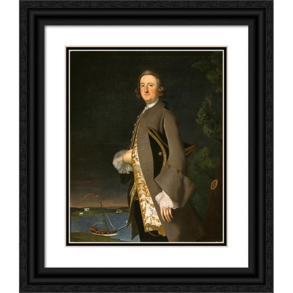 Joseph Blackburn 12x14 Black Ornate Wood Framed Double Matted Museum Art Print Titled: Portrait of Captain John Pigott (circa 1752)