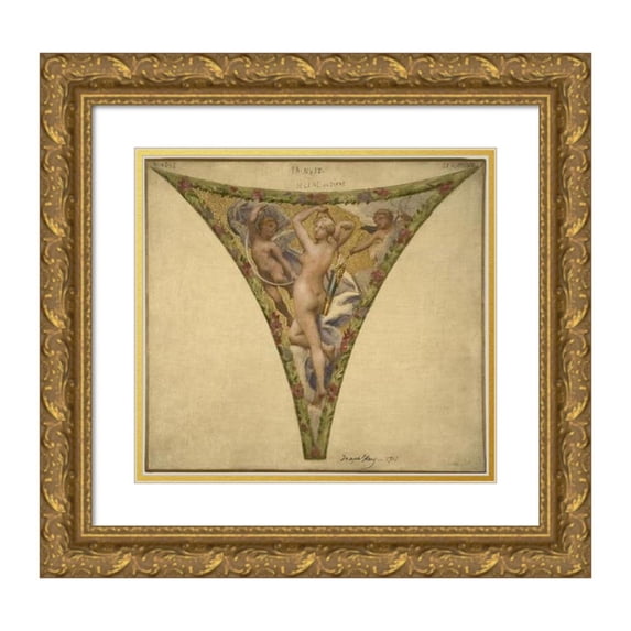Joseph Blanc 16x15 Gold Ornate Wood Frame and Double Matted Museum Art Print Titled - At Night, Nivose -Germinal (1901)
