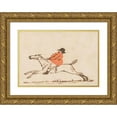 thumbnail image 1 of Joseph Crawhall 24x18 Gold Ornate Framed and Double Matted Museum Art Print Titled - Horse and Rider; a Stout Huntsman on a Galloping Horse, 1 of 4