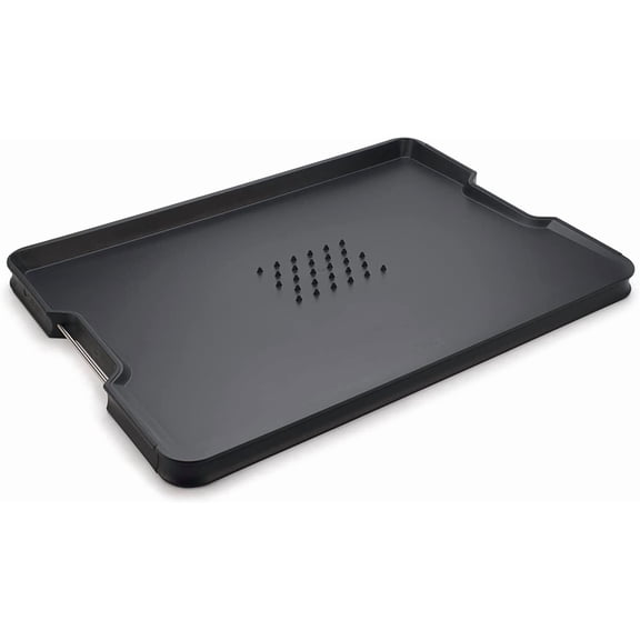 Joseph Cut&Carve Plus - Non-Slip, Multi-Function, Double-Sided Cutting Board for Food Preparation and Carving- Dishwasher Safe, Large Black