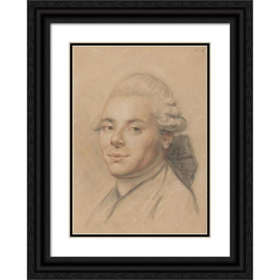 Joseph Ducreux 18x24 Black Ornate Framed Double Matted Museum Art Print Titled: Head of a Gentleman (Recto) (1770-1780)