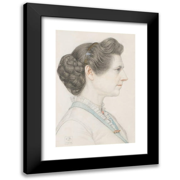 Joseph Edward Southall 13x18 Black Modern Framed Museum Art Print Titled - Portrait of a Lady in Profile (1914)