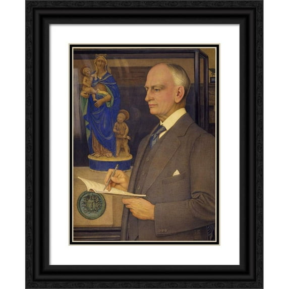 Joseph Edward Southall 14x18 Black Ornate Wood Framed Double Matted Museum Art Print Titled - Portrait of Sir Whitworth Wallis (1855-1927) (1927)