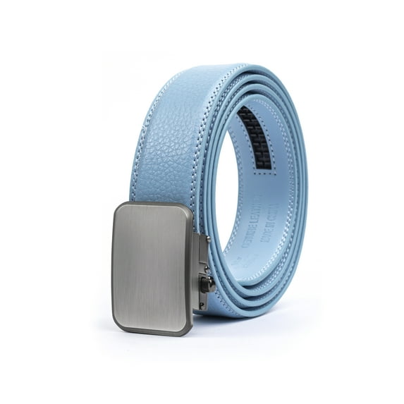 Joseph Elliott Belts Men's Genuine Leather Ratchet Adjustable Golf Belt Carolina Blue, Brushed Steel Buckle