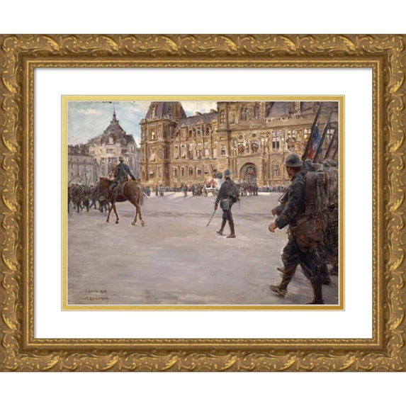 Joseph Félix Bouchor 18x14 Gold Ornate Wood Frame and Double Matted Museum Art Print Titled - The Funeral of General Gallieni (1849-1916), June 1, 1916. (1916)