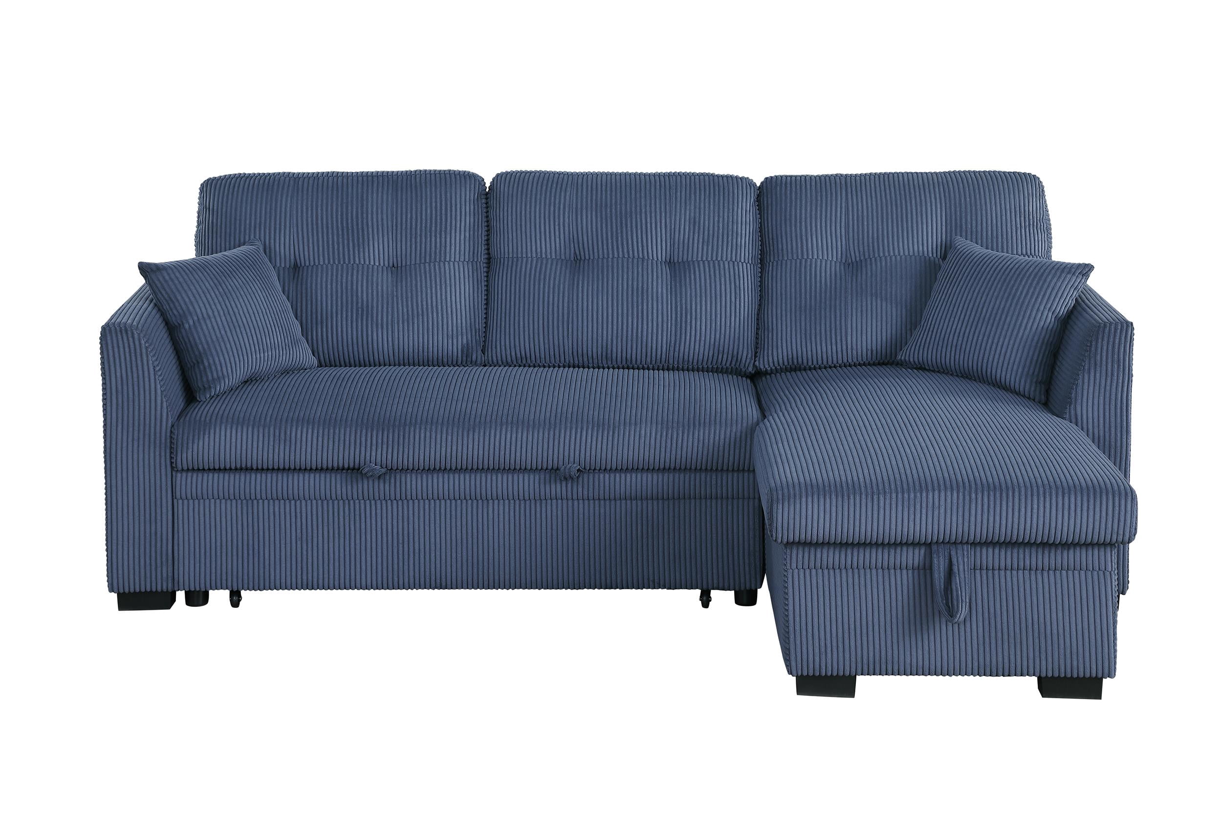Joseph Fabric Upholstered Corduroy Sleeper Sofa With Storage Chaise ...