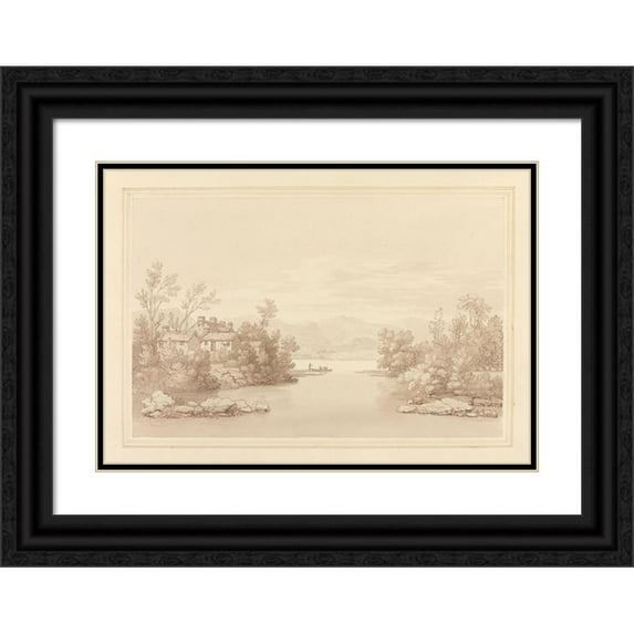 Joseph Farington 14x11 Black Ornate Wood Framed Double Matted Museum Art Print Titled: Pooley Bridge