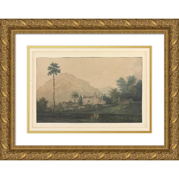 Joseph Farington 14x11 Gold Ornate Wood Frame and Double Matted Museum Art Print Titled - Palace of Patterdale