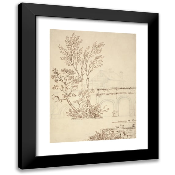 Joseph Farington 19x24 Black Modern Framed Museum Art Print Titled - Caversham Bridge, Reading