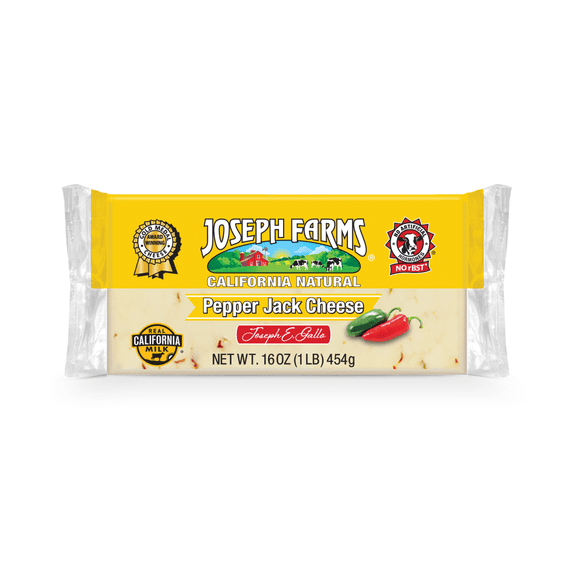 Joseph Farms California Natural Pepper Jack Cheese Chunk, 1lb, Refrigerated