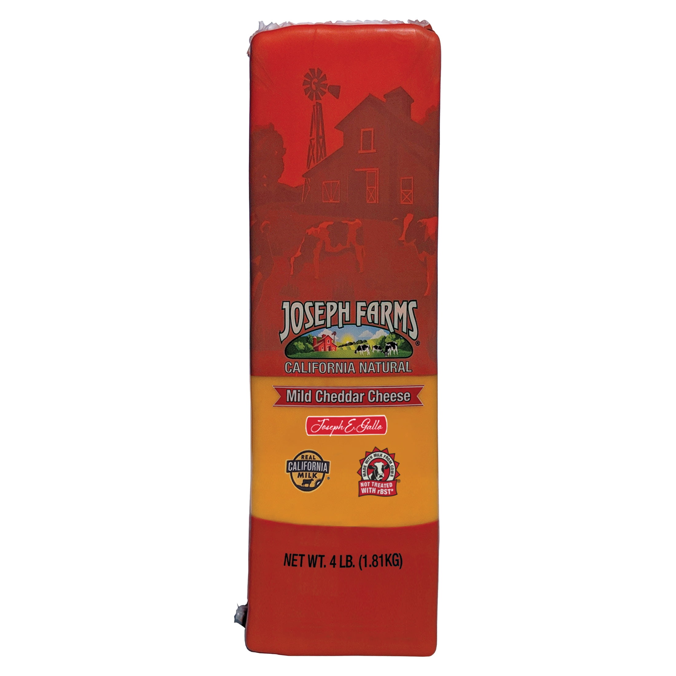 Joseph Farms California Natural Cheese, Loaf, Mild Cheddar Cheese, 4lb