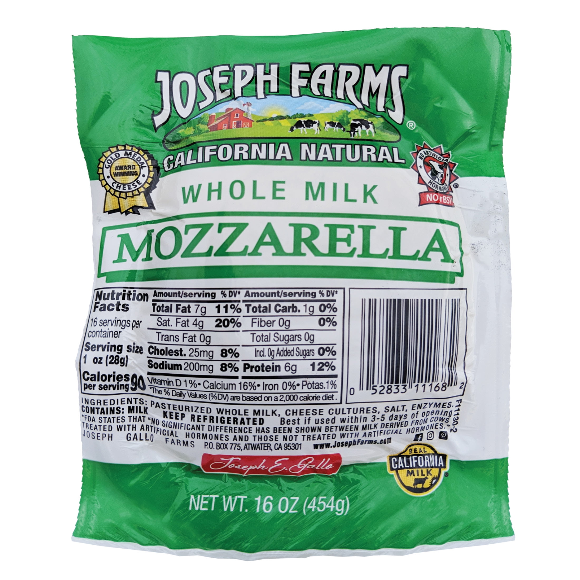 Joseph Farms California Natural Cheese, Whole Milk, Ball, Mozzarella