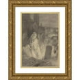 thumbnail image 1 of Joseph Fay 11x14 Gold Ornate Wood Frame and Double Matted Museum Art Print Titled - A Man Fleeing from a Nun Praying in a Cemetery, 1 of 4