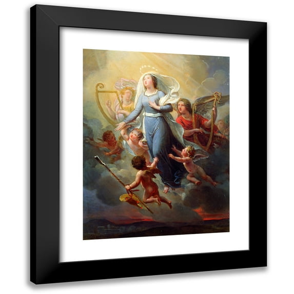 Joseph-Ferdinand Lancrenon 12x14 Black Modern Framed Museum Art Print Titled - The Apotheosis of Saint Genevieve (1827)