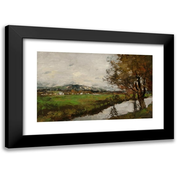 Joseph Frank Currier 14x11 Black Modern Framed Museum Art Print Titled - Canal at Dachau (Canal in Bavaria) (circa 1890s)