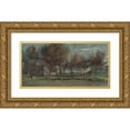 thumbnail image 1 of Joseph Frank Currier 18x11 Gold Ornate Wood Frame and Double Matted Museum Art Print Titled - Trees by a Village, 1 of 4