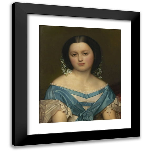 Joseph Henri François van Lerius 12x14 Black Modern Framed Museum Art Print Titled - Portrait of Henriette Mayer Van Den Bergh (1857)