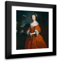 Joseph Highmore 12x14 Black Modern Framed Museum Art Print Titled - Miss Hamilton (ca. Between 1735 and 1745)