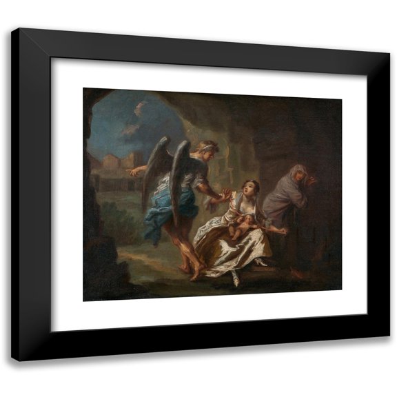 Joseph Highmore 14x12 Black Modern Framed Museum Art Print Titled - The Angel of Mercy (ca. 1746)