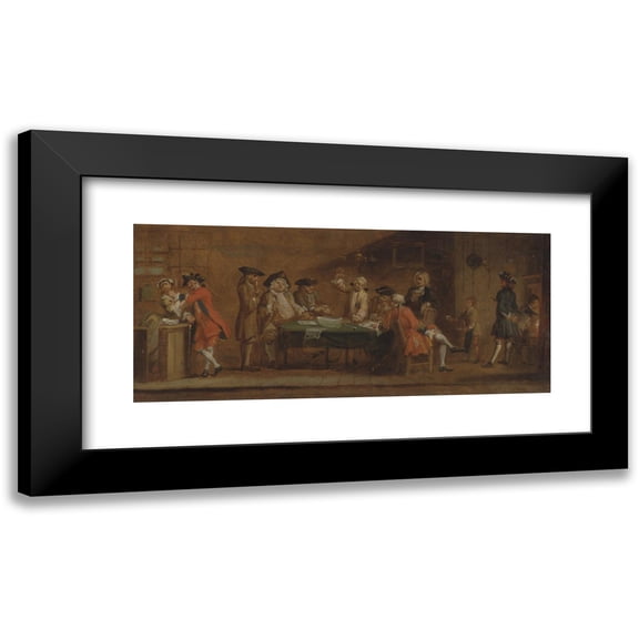 Joseph Highmore 14x8 Black Modern Framed Museum Art Print Titled - Figures in a Tavern or Coffee House