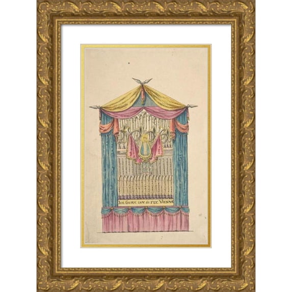 Joseph Ignaz Gurk 11x14 Gold Ornate Wood Frame and Double Matted Museum Art Print Titled - Design for a Fanciful Organ (Late 18th-Early 19th Century)