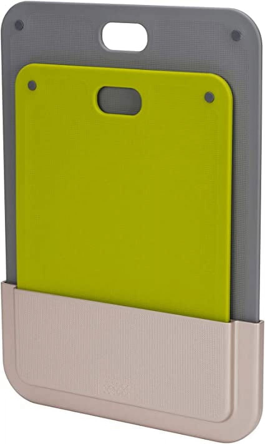 Joseph Joseph DoorStore Chop Cutting Board Set with Storage Case, 3M Adhesive Wall and Cabinet Door Mount, 2-Pieces, Green