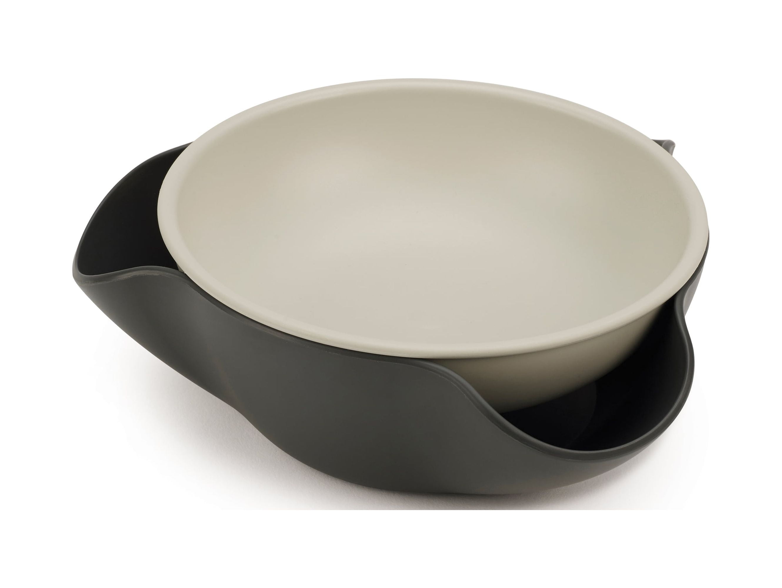 Gray Double Dish Plastic Serving Bowl with Food Waste Compartment