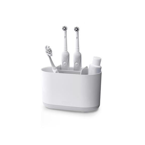Joseph Joseph Duo Large Plastic Toothbrush Holder for Bathroom Countertop  4-Slot Toothbrush Organizer, Durable & Easy to Clean, BPA-Free, for Home, Kids, Dorms & Shared Bathrooms