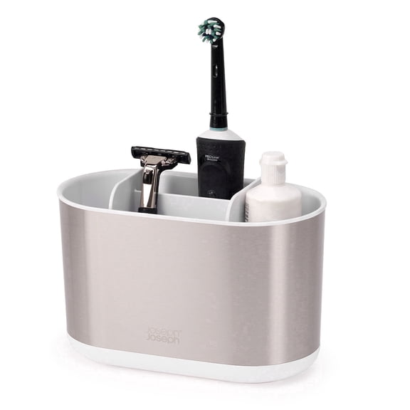 Joseph Joseph Duo Large Stainless Steel Toothbrush Holder for Bathroom Countertop