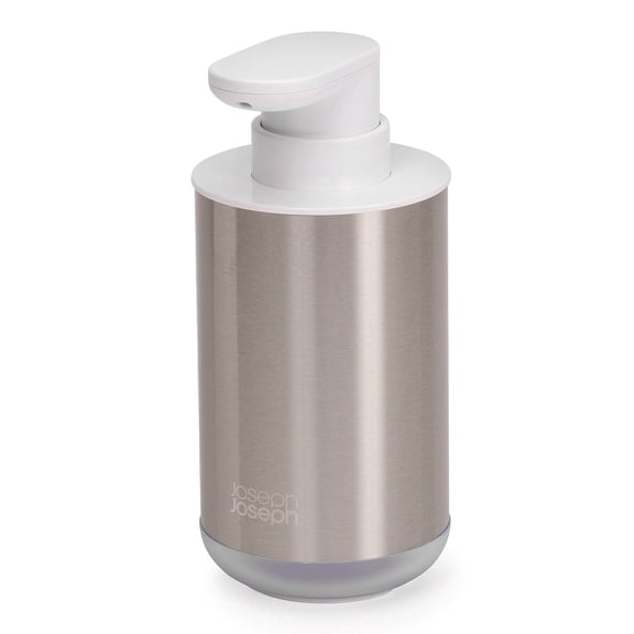 Joseph Joseph Duo Stainless Steel Soap and Lotion Dispenser Pump – Refillable 10oz Countertop Bottle for Bathroom or Kitchen Sink