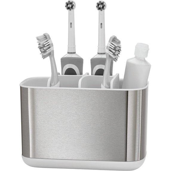 Joseph Joseph Easy-Store - Compact Toothbrush Holder Caddy Bathroom Storage , Grey/White, Regular