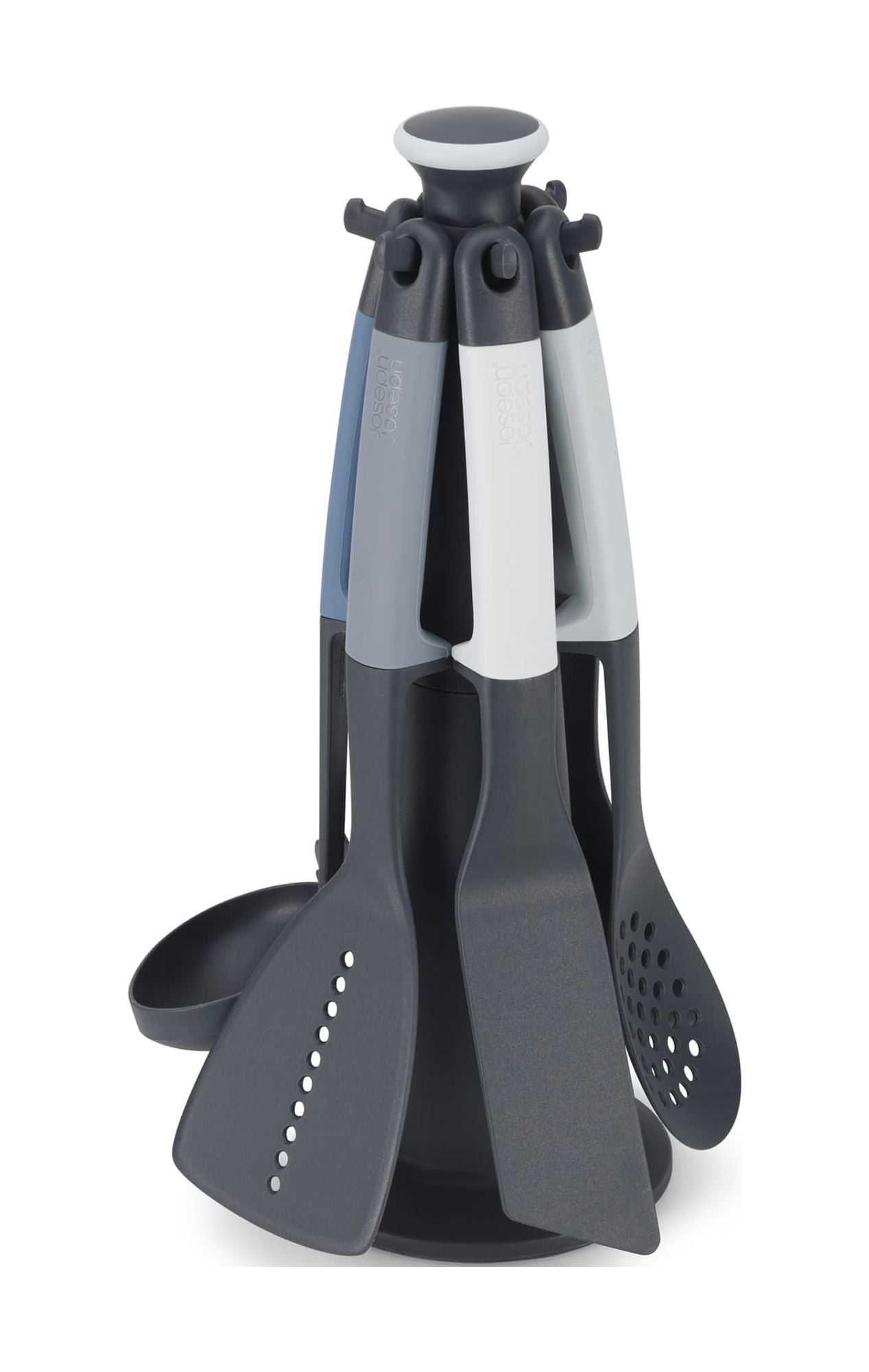 Sky Blue Nylon and Silicone 6-Piece Utensil Set with Rotating Stand
