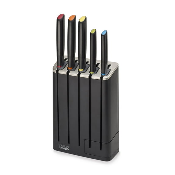 Joseph Joseph Elevate Knives Slimblock 5-Piece Knife Set with Ceramic Sharpener - Black
