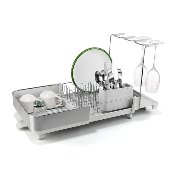 Joseph Joseph Extend Steel Plus Expandable Dish Rack with Wine Glass Holder