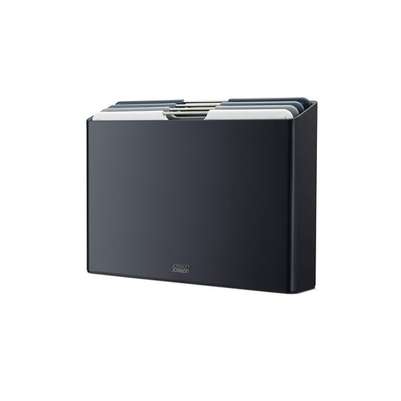 Joseph Joseph Folio 4-Piece Colour coded Cutting Board Set, Slimline case for organized Kitchen storage, Graphite C101