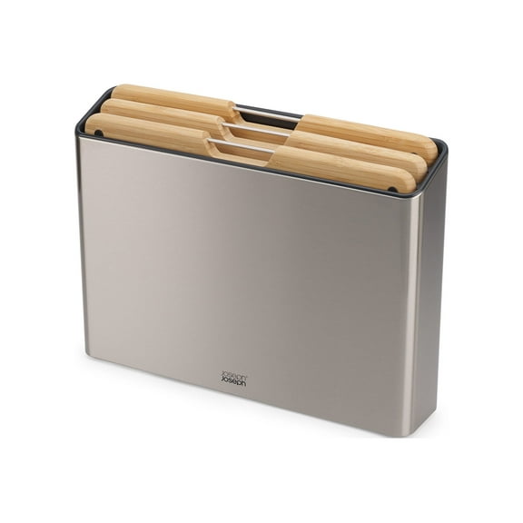 Joseph Joseph Folio Steel 3-Piece Bamboo Cutting Board Set with Stainless Steel Case