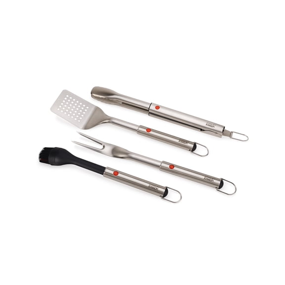 Joseph Joseph GrillOut 5-Piece Stainless Steel BBQ Utensil Set with Storage Case, Brush, Tongs, Turner & Fork, Retractable for compact storage, Easy-clean Y101