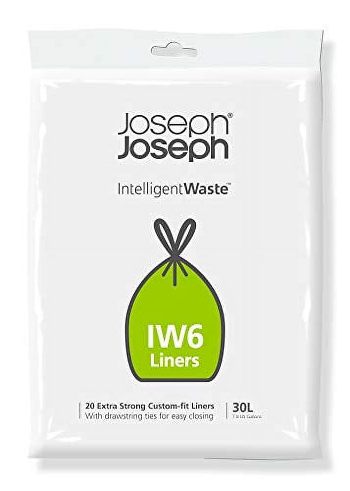 Joseph Joseph Intelligent Waste IW6 General Waste Liner Trash Bags for  Totem Max 30 Liter / 8 Gallon, 20-pack, Gray