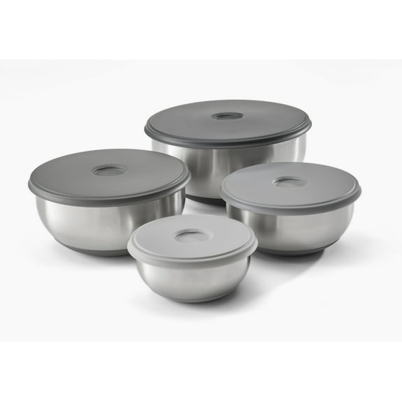Joseph Joseph Nest 100 Prep & Store Mixing Bowl Set with Lids, 4-piece, Stainless Steel