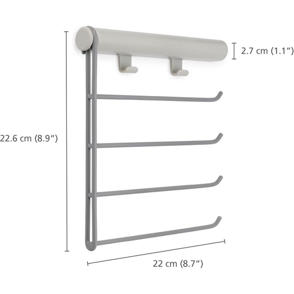 Joseph Joseph Orderly Belt, Tie & Scarf Hanging Rail, Closet Wardrobe Accessory Organizer, 4 Rails Rack Storage, 2 Belt Hooks