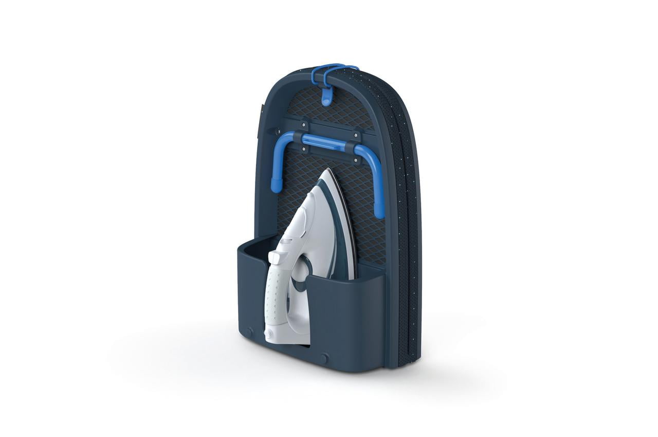 Compact Black and Blue Aluminum Folding Tabletop Ironing Board