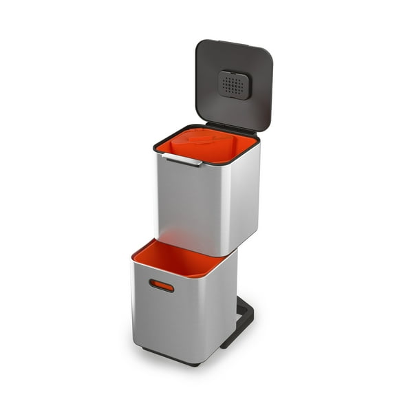 Joseph Joseph Totem Compact 40-liter Stainless Steel Waste and Recycling Kitchen Trash Can