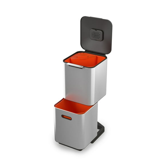 Joseph Joseph Totem Compact 40-liter Stainless Steel Waste and Recycling Kitchen Trash Can
